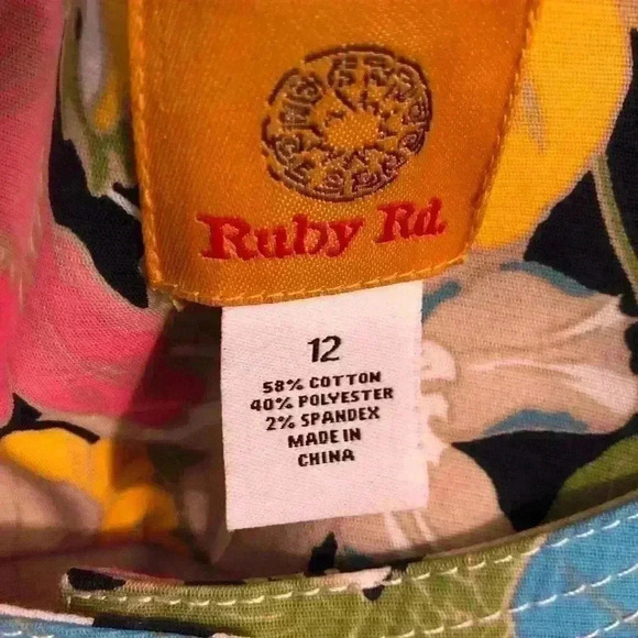 Ruby Rd Women’s 12 Multicolor Floral Jacket Button Front 3/4 Sleeves - Picture 5 of 5